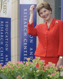 Laura Bush in Front of Ed Center